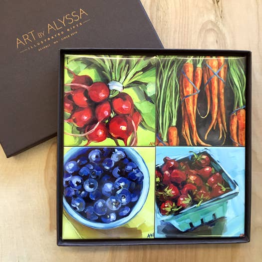 Farmer's Market Coaster Set by Art by Alyssa