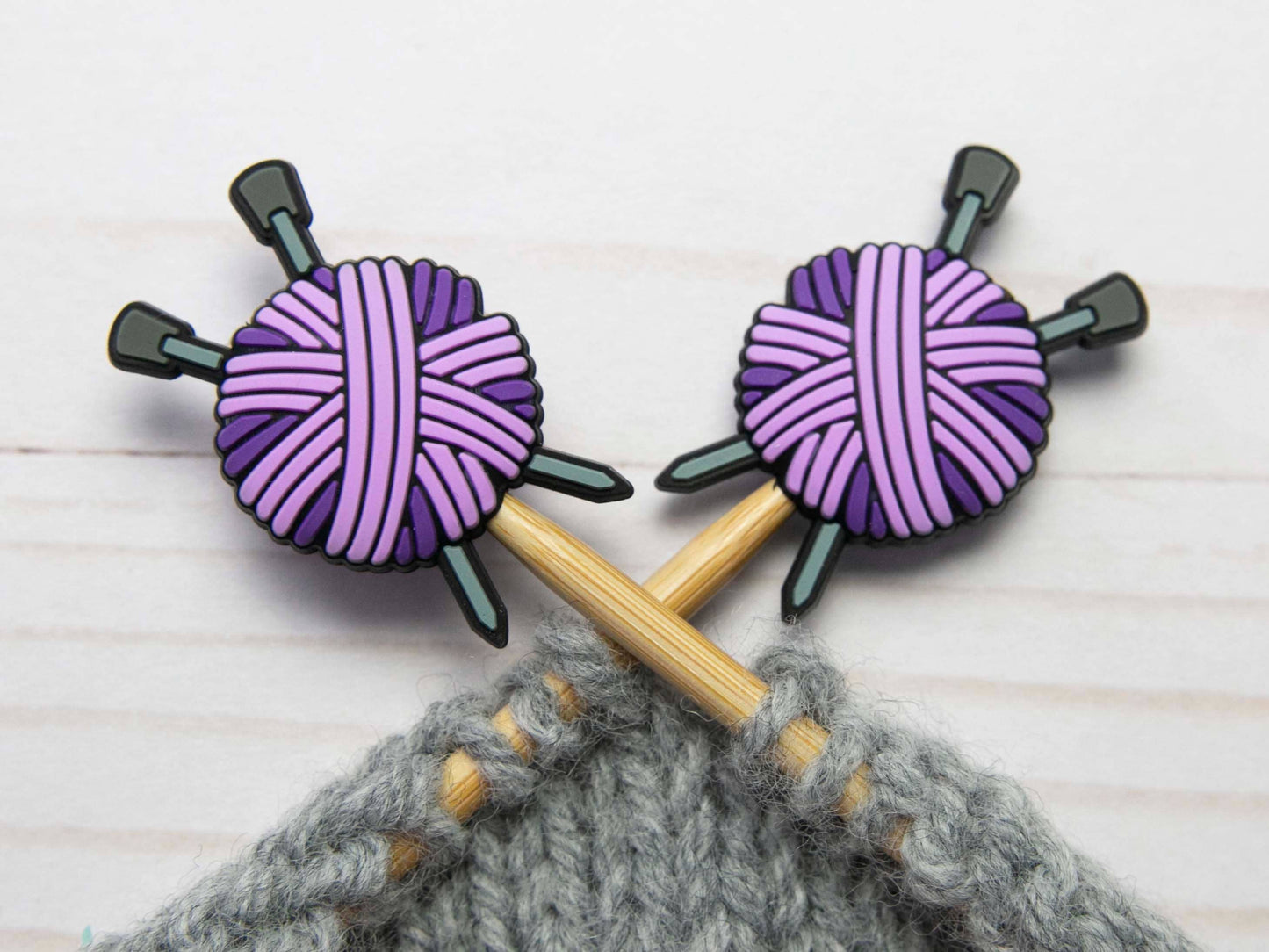 Purple Yarn Ball Stitch Stoppers from Fox & Pine Stitches