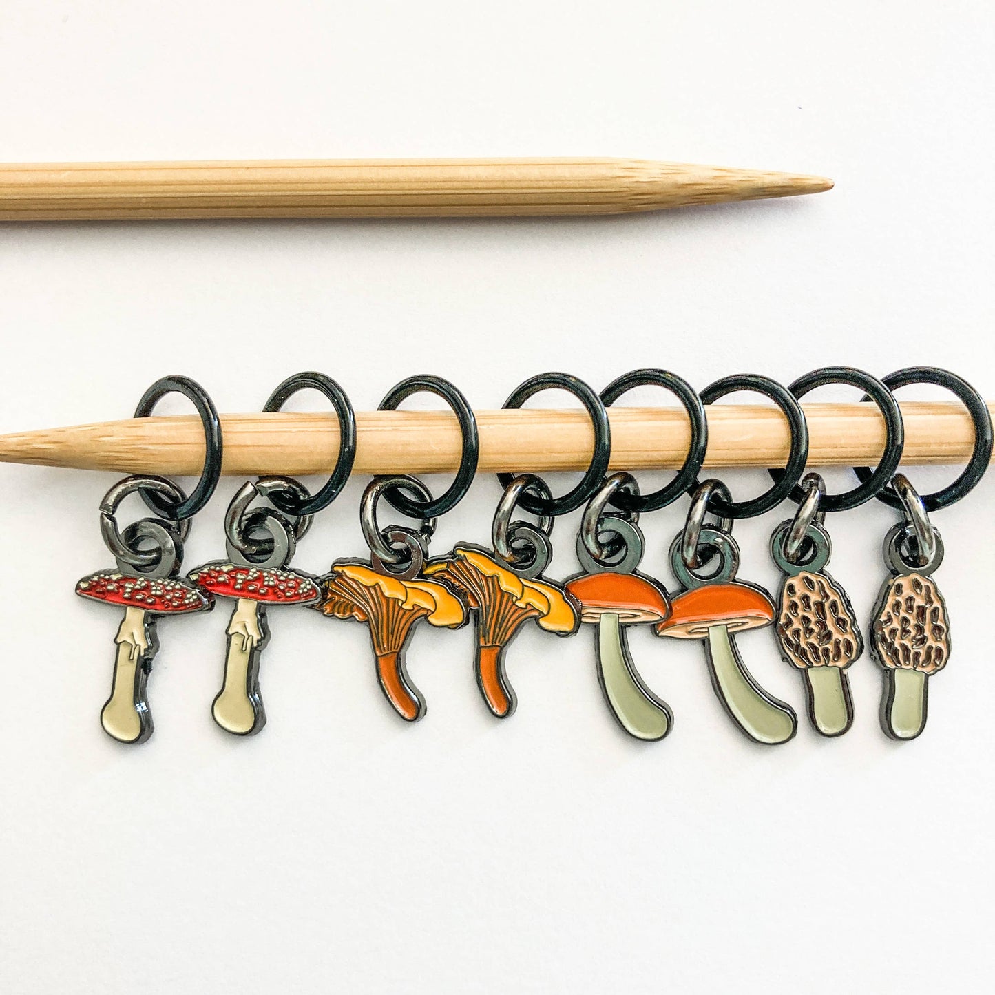 Makers mushrooms Enamel Stitch Marker Pack from Firefly Notes