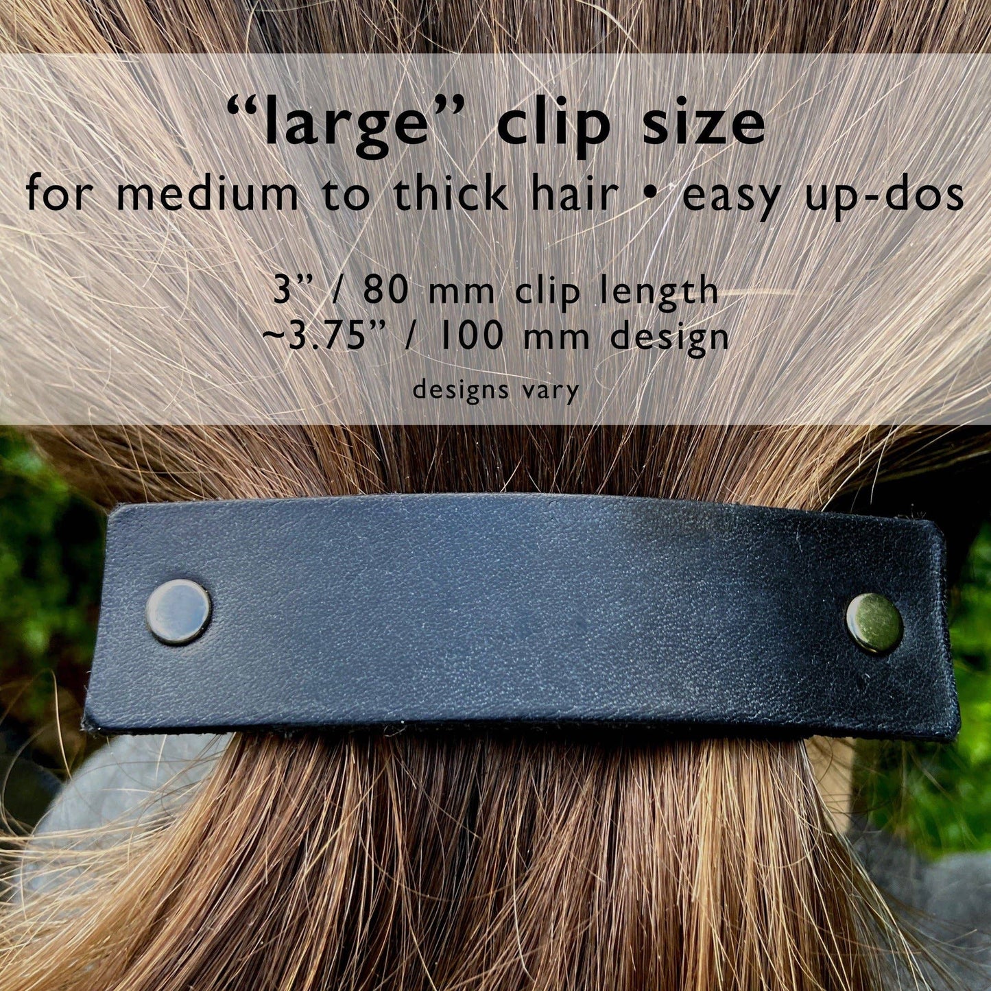 Silver & Black Juniper Branches Leather Hair Clip by PlatypusMax