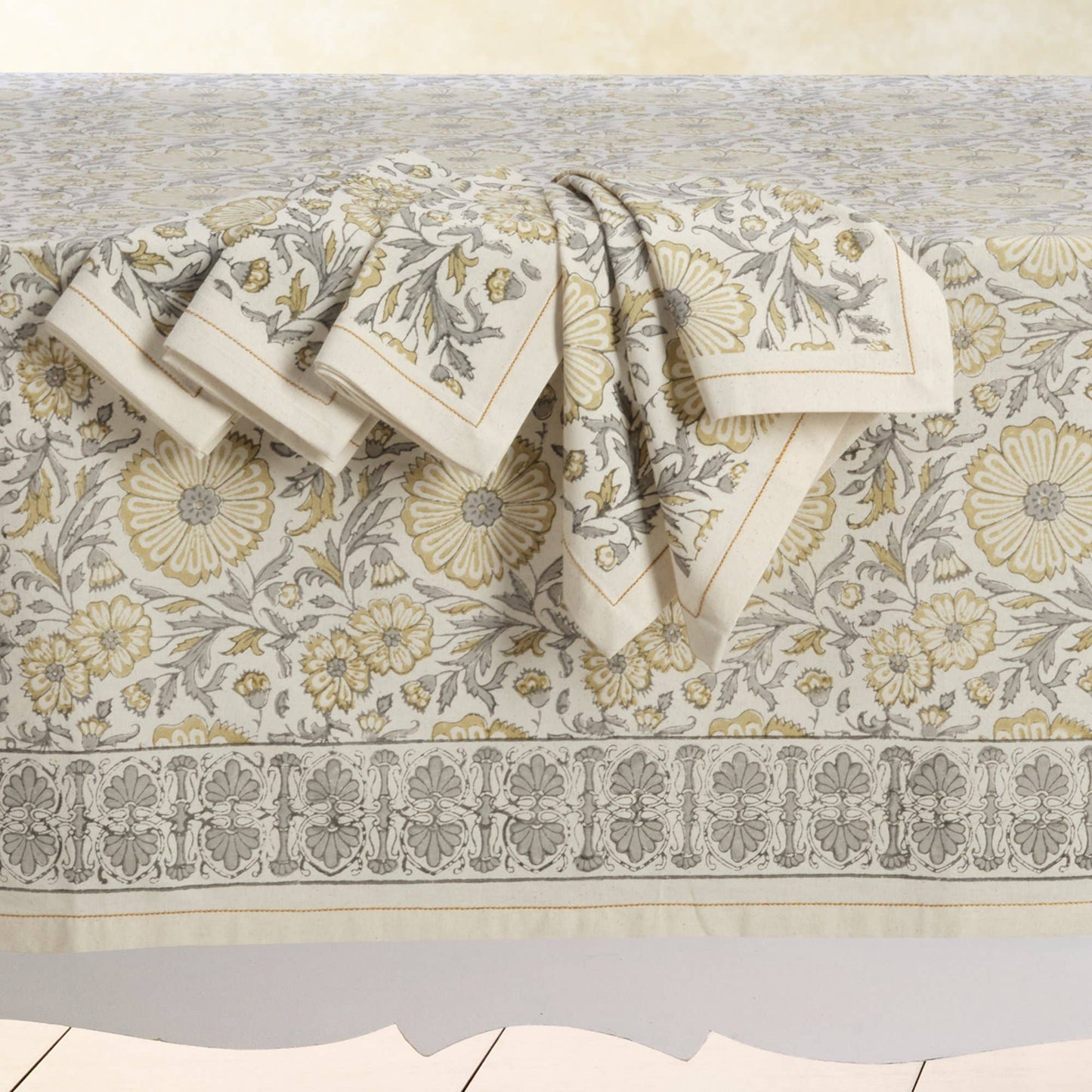 ZINNIA Napkin Hand Block Printed Cotton (set of 4) from Sustainable Threads