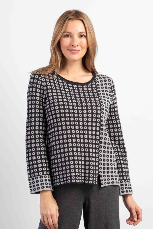 Double Knit Circle Back Pullover Sweater in Black/White by Habitat Clothing