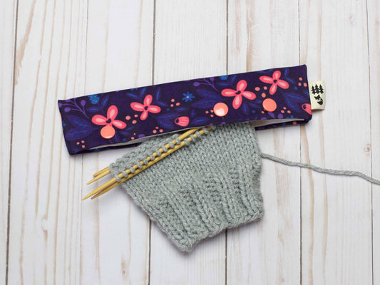 Purple Floral DPN Project Holder from Fox & Pine Stitches