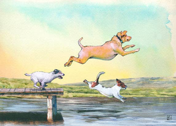 Dog Days Greeting Card (blank inside) by Shawn Braley Illustration
