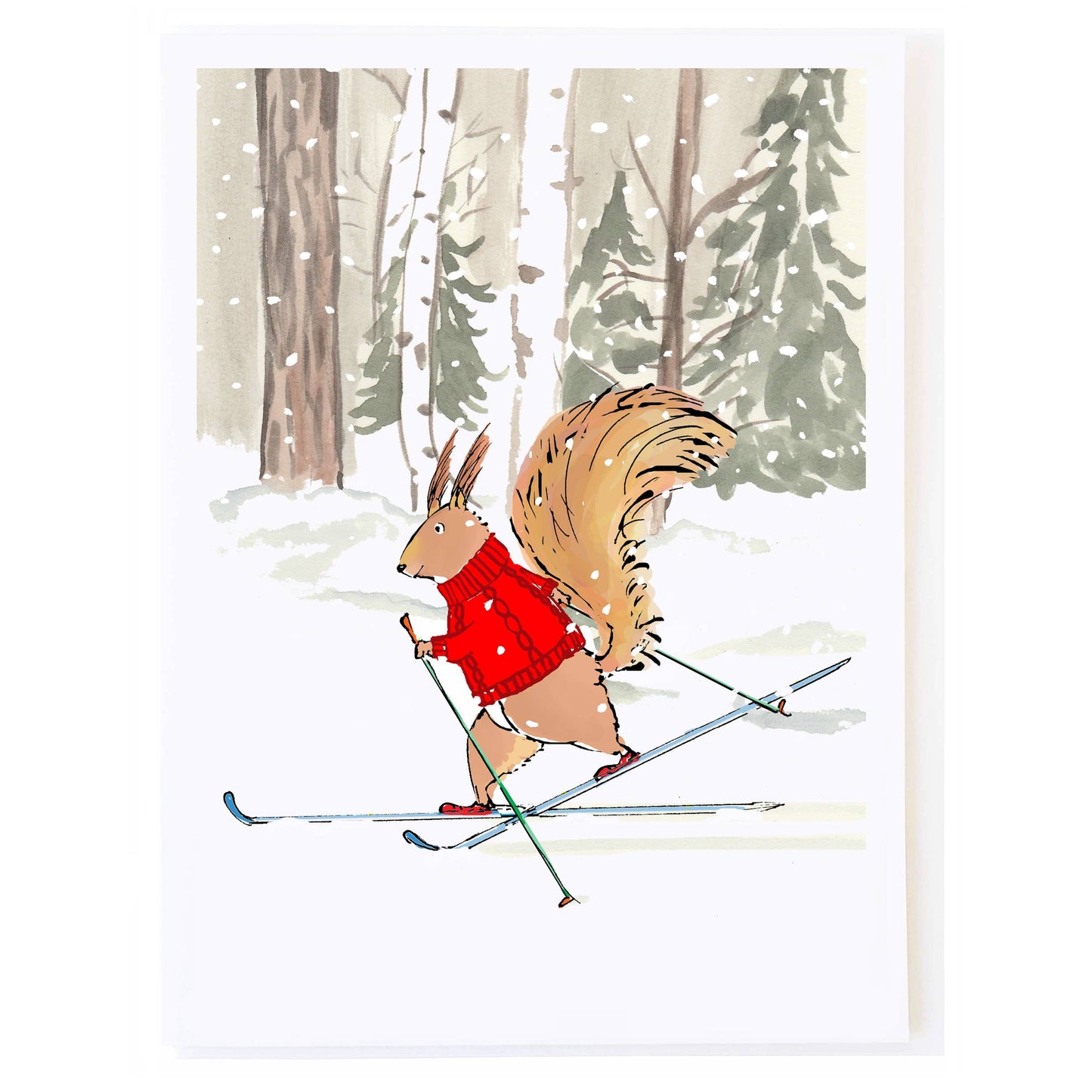 Red Squirrel Skiing - Box Card Set by Molly O