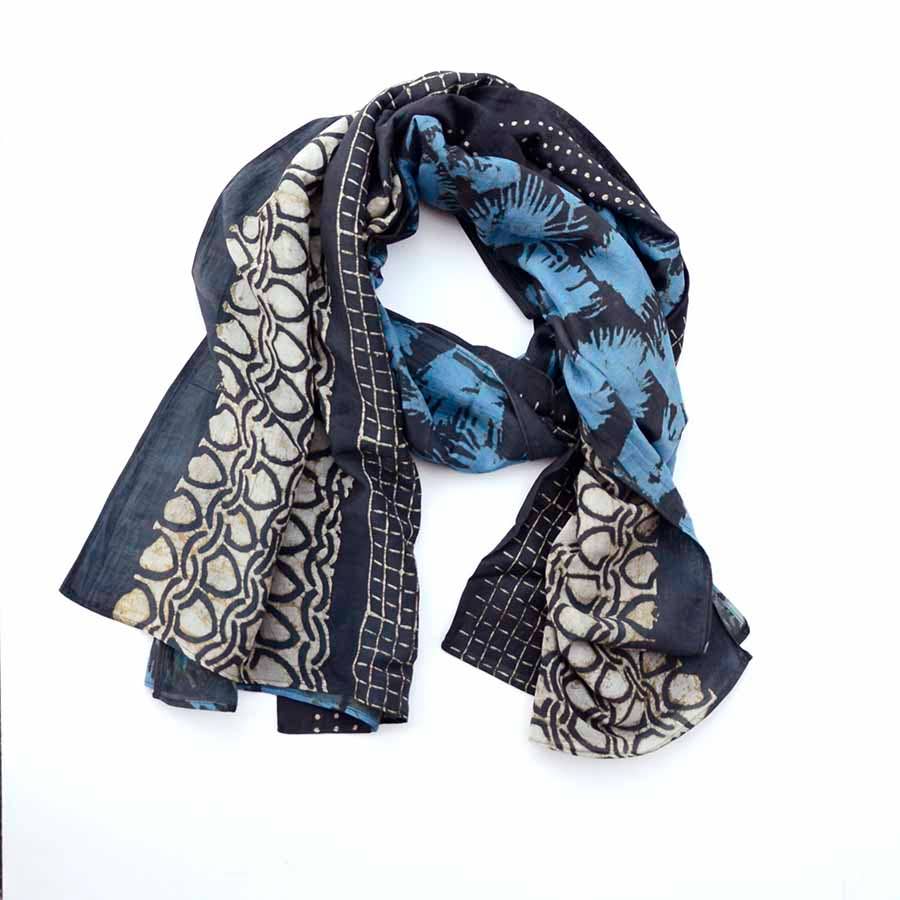 Hari Handmade Block Print Large Scarf by Ichcha