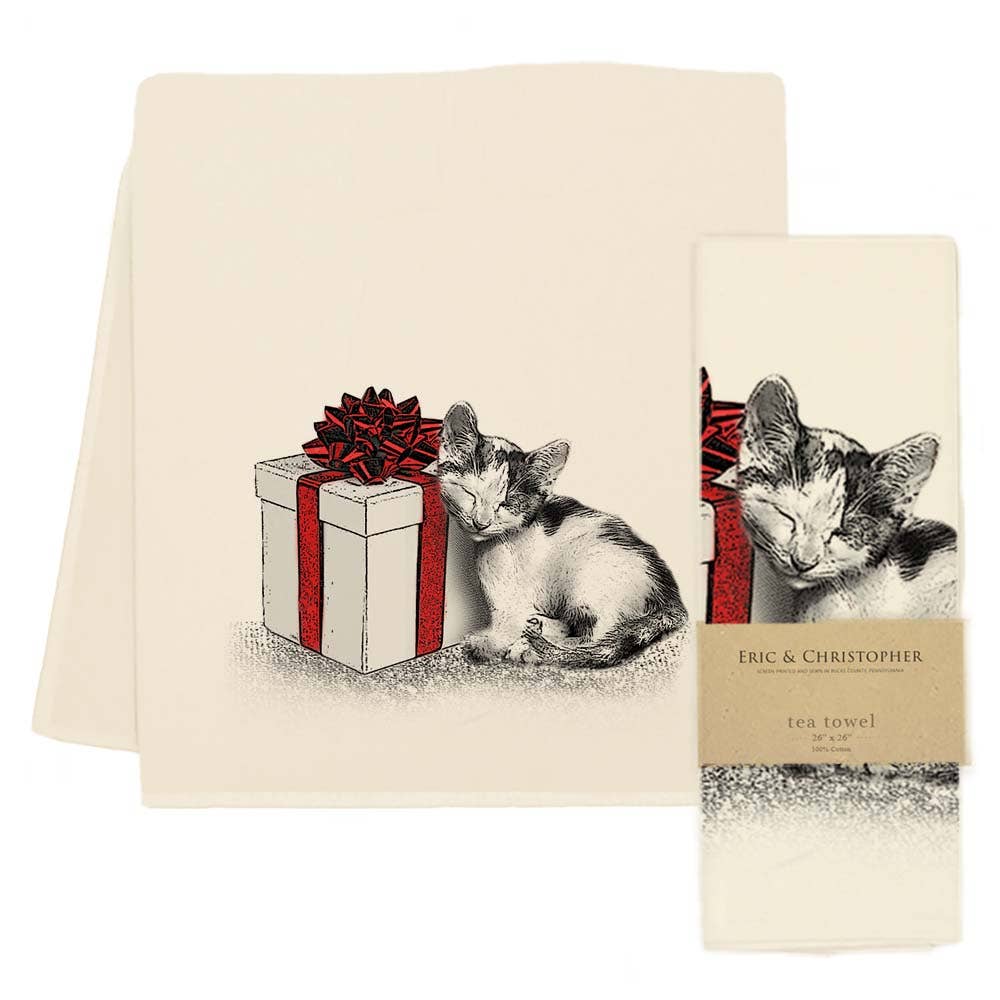 "Kiki" Kitten with Present Tea Towel from Eric and Christopher