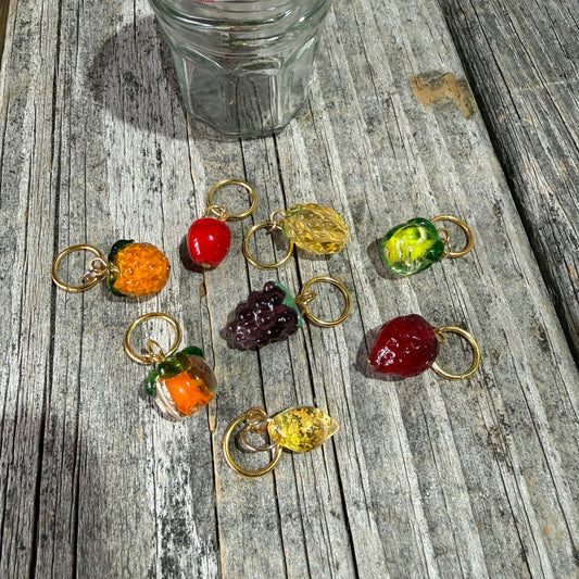 Glass Fruit Stitch Marker Jam Jar Set - Maine Yarn & Fiber Supply