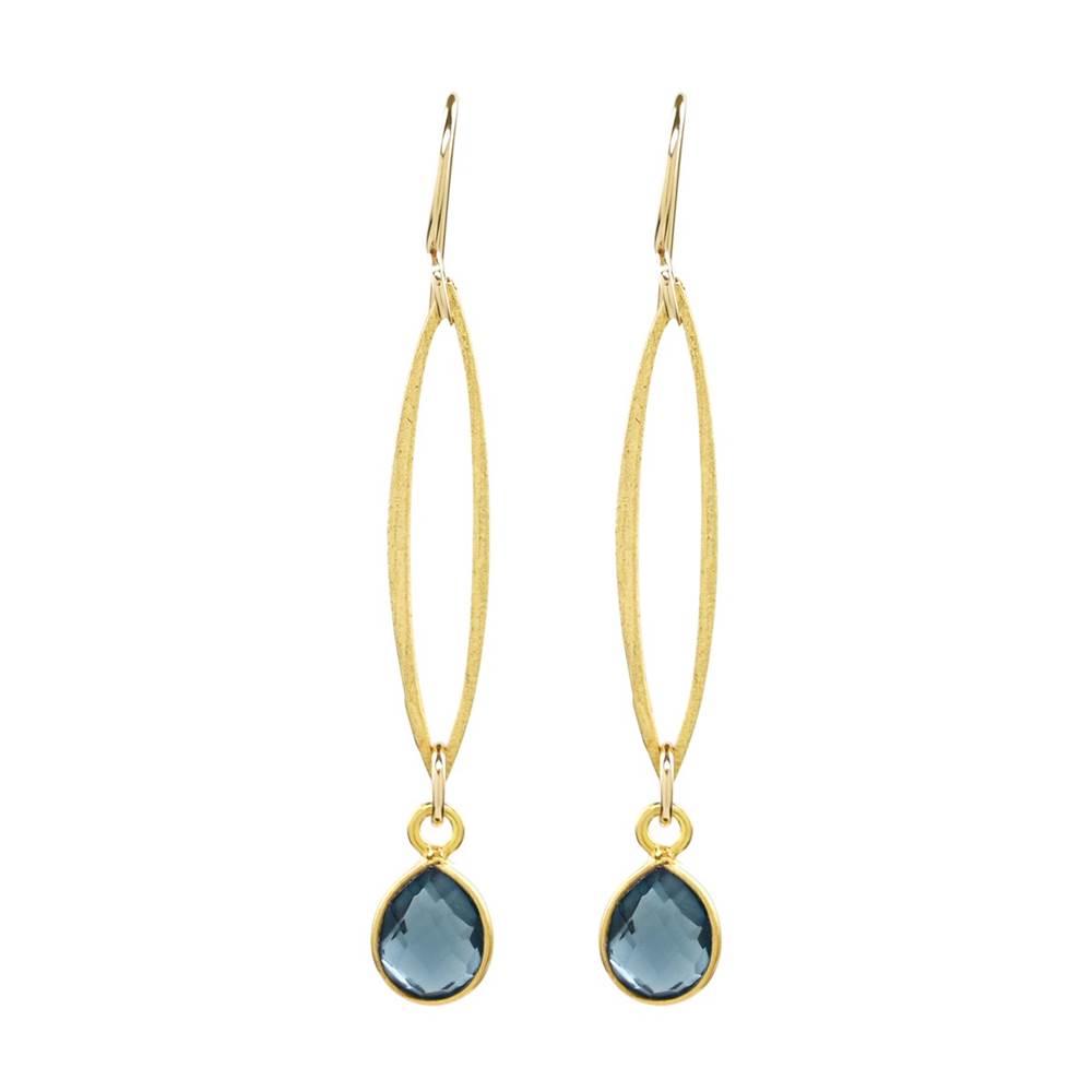 Marquis London Blue Quartz and Gold Vermeil Earrings and Necklace by Sonoma Art Works