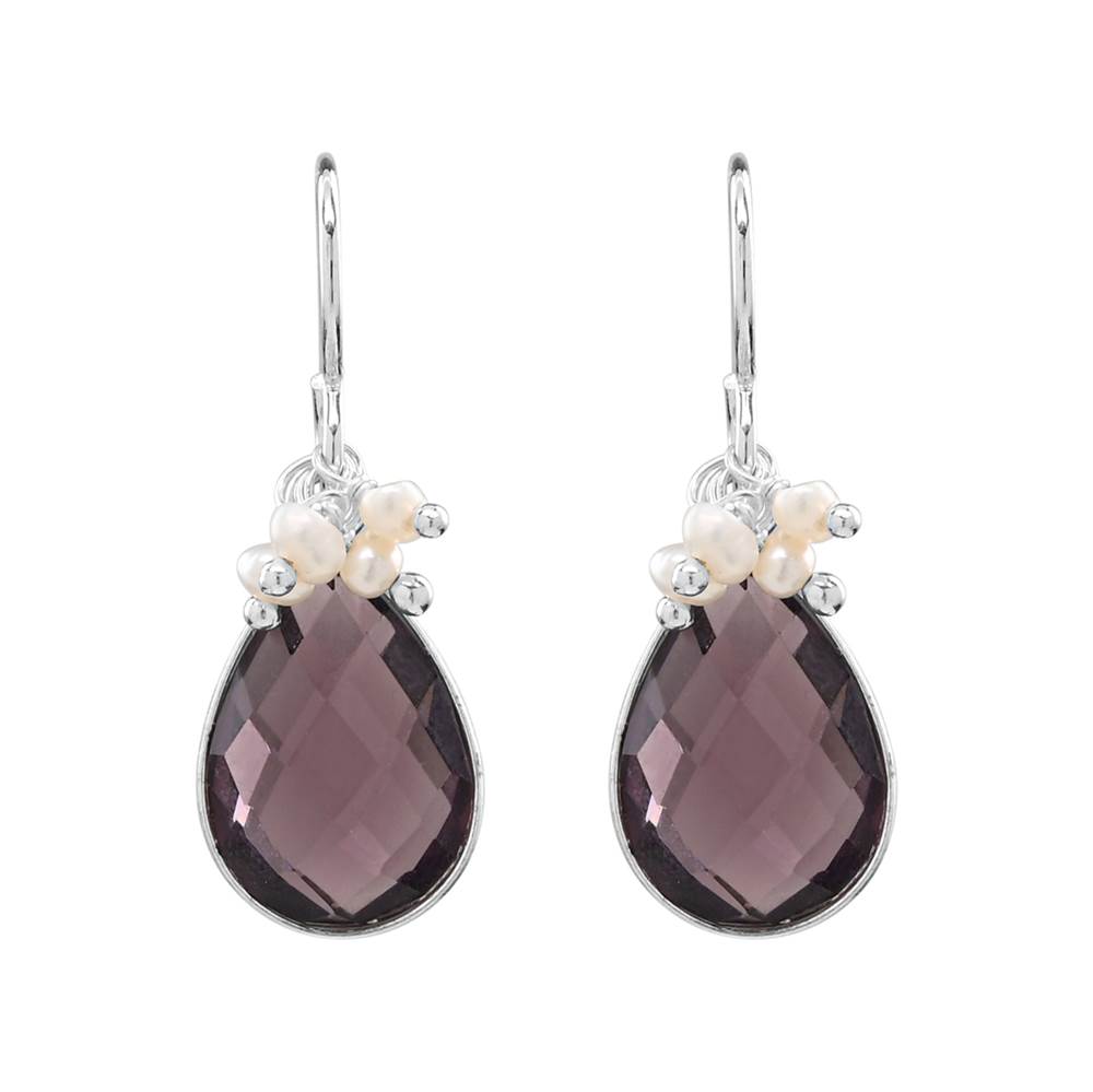 Amethyst Pearl Cluster Sterling Silver Earrings by Sonoma Art Works
