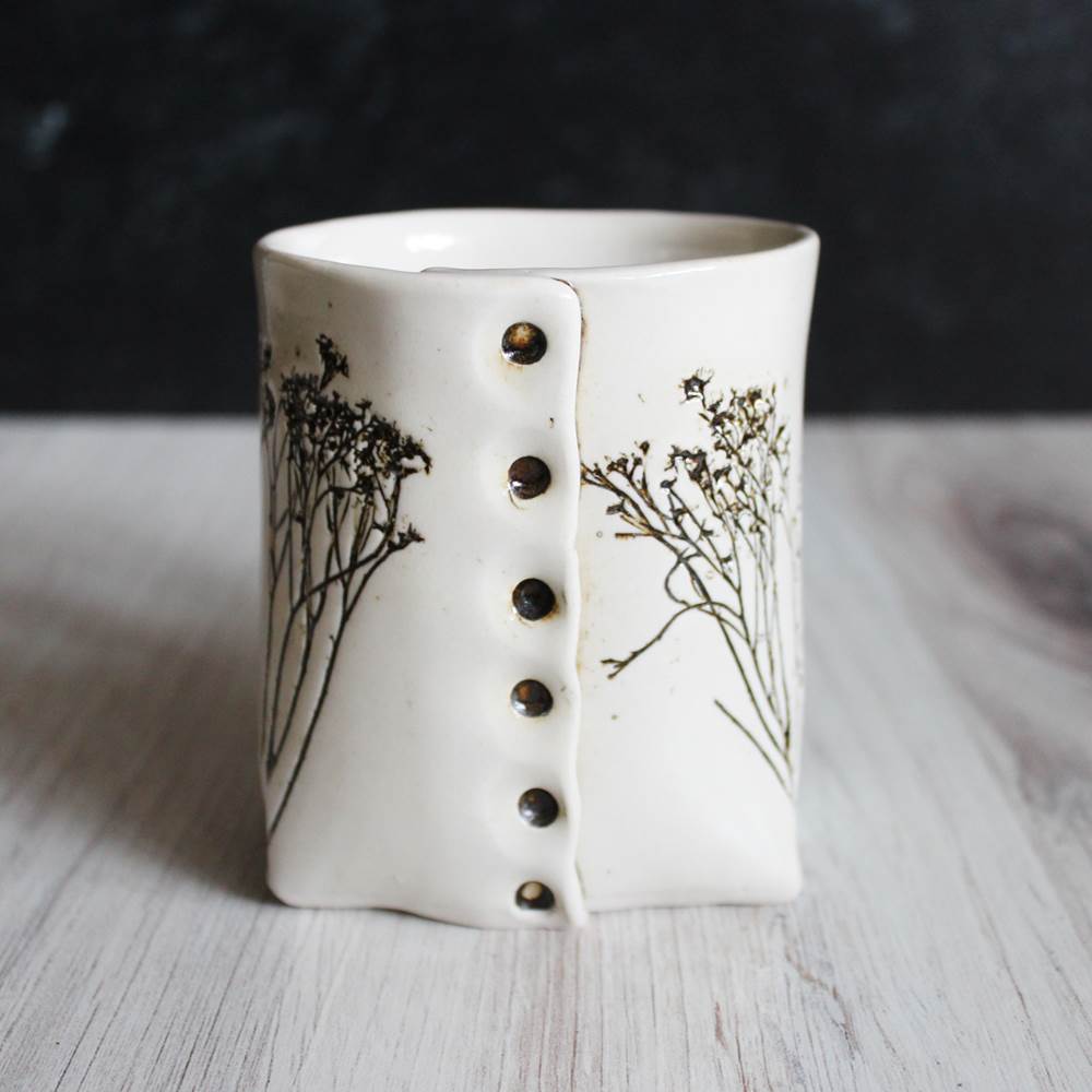 White Floral Mug from Colleen Deiss Designs