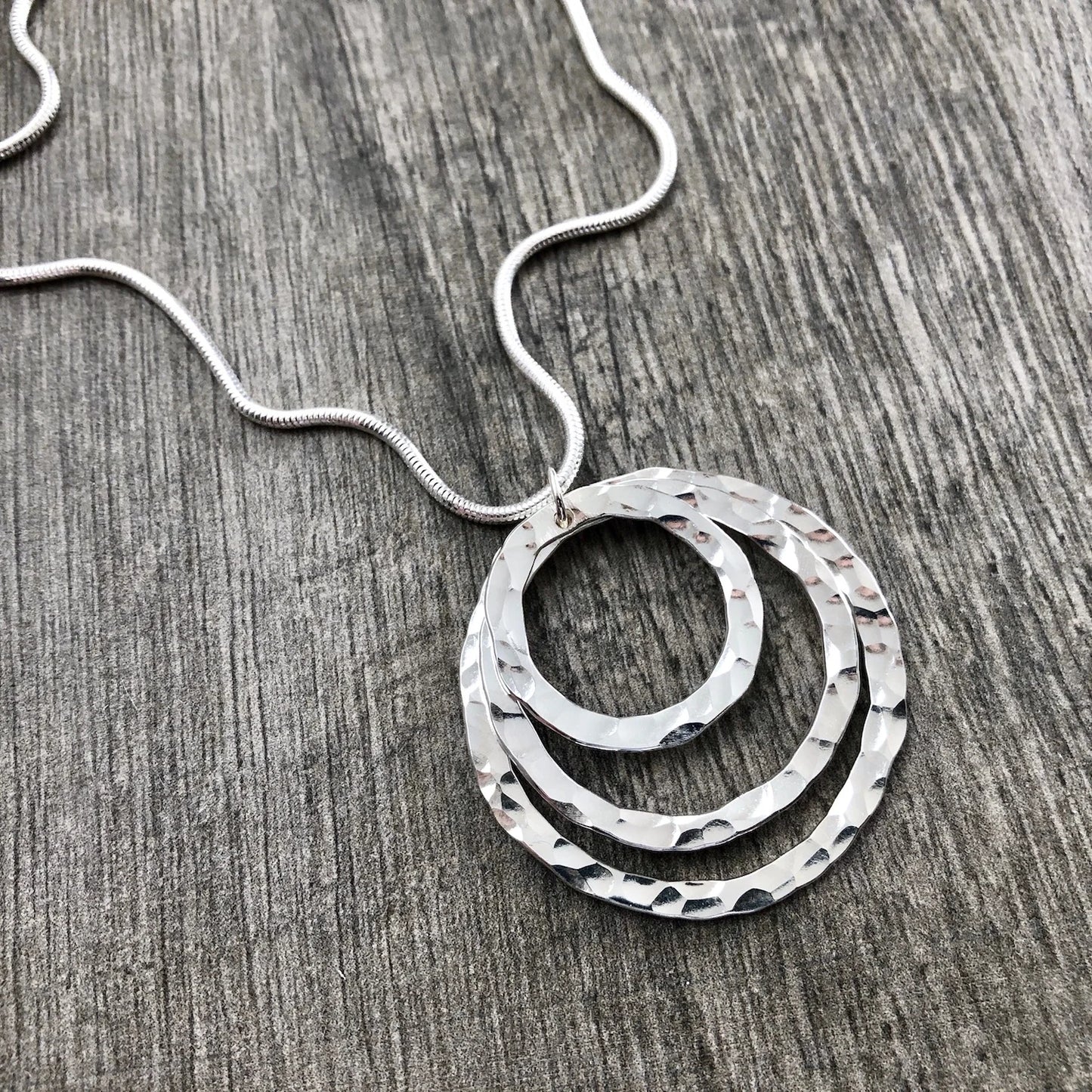 Hammered Sterling Silver Triple Sig Stack Necklace by Cullen Jewelry Design