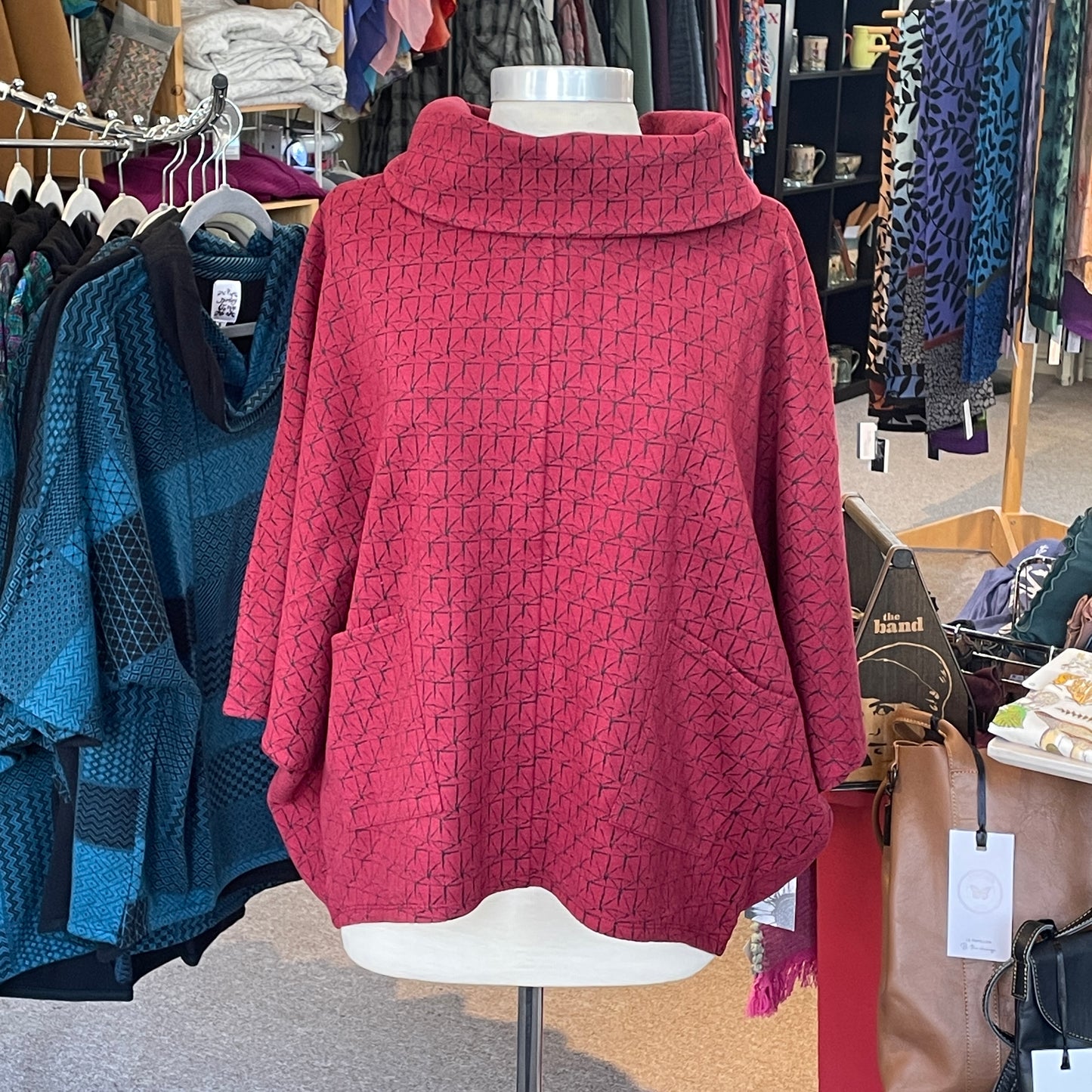 Wrap n Warmth Poncho in Cranberry by Habitat Clothing