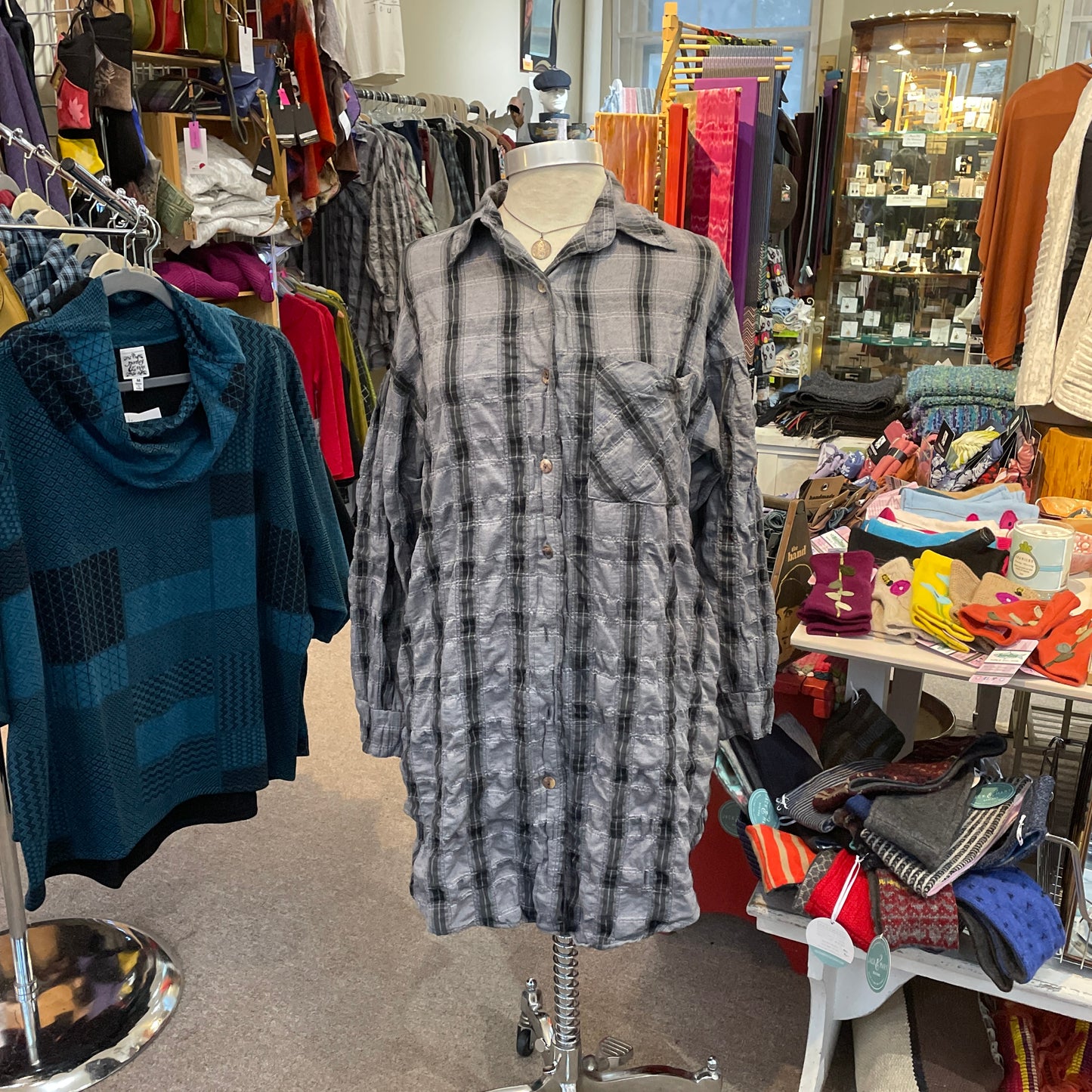SALE 50% off - Anorak Crinkle Plaid in Anthracite by Cut Loose Clothing
