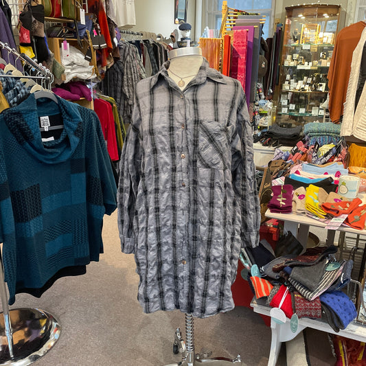 SALE 50% off - Anorak Crinkle Plaid in Anthracite by Cut Loose Clothing