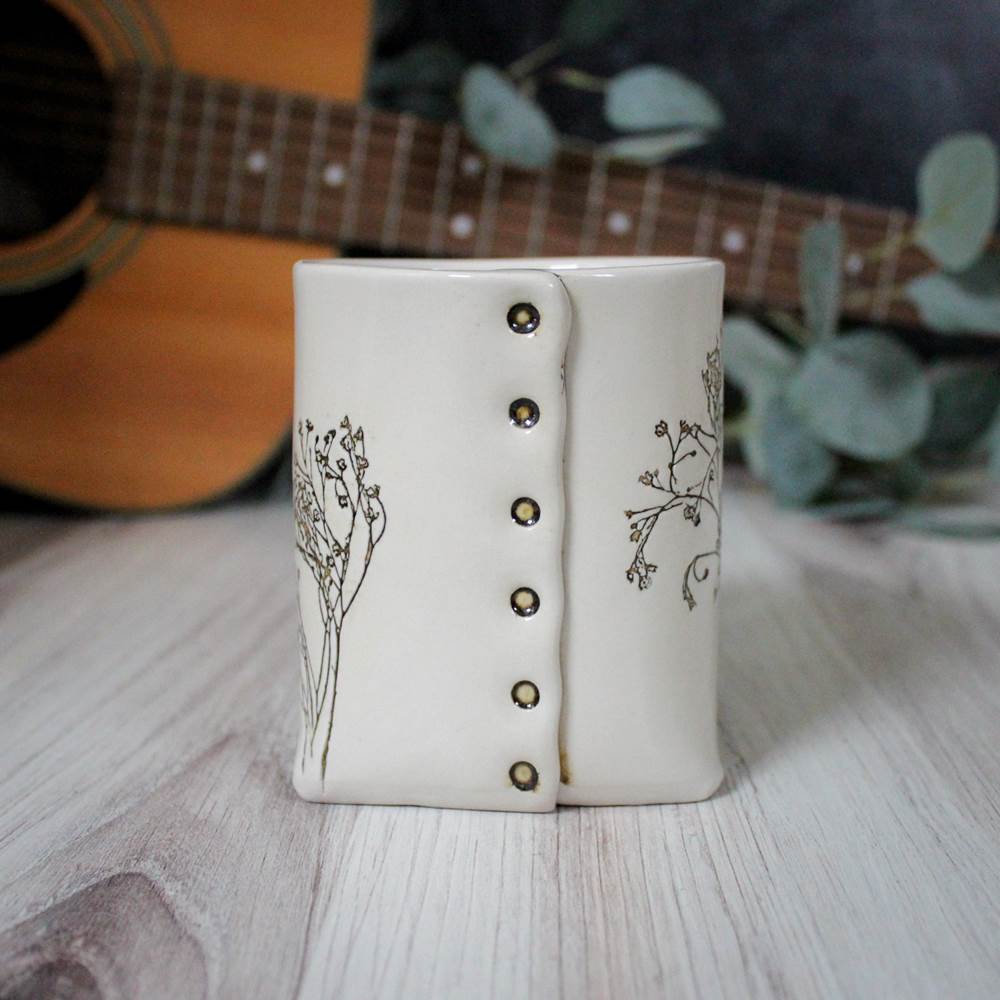 White Floral Mug from Colleen Deiss Designs