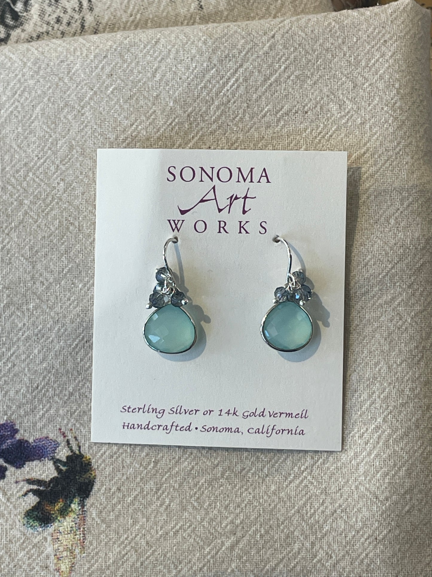 Chalcedony and London Blue Quartz Clusters Sterling Silver Earrings by Sonoma Art Works