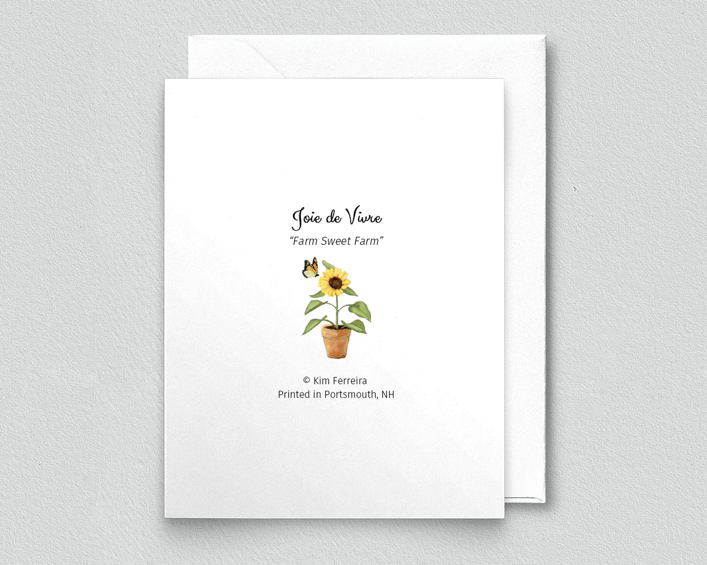 Farm Sweet Farm Donkey Greeting Card (blank inside) by Kim Ferreira (Joie de Vivre)