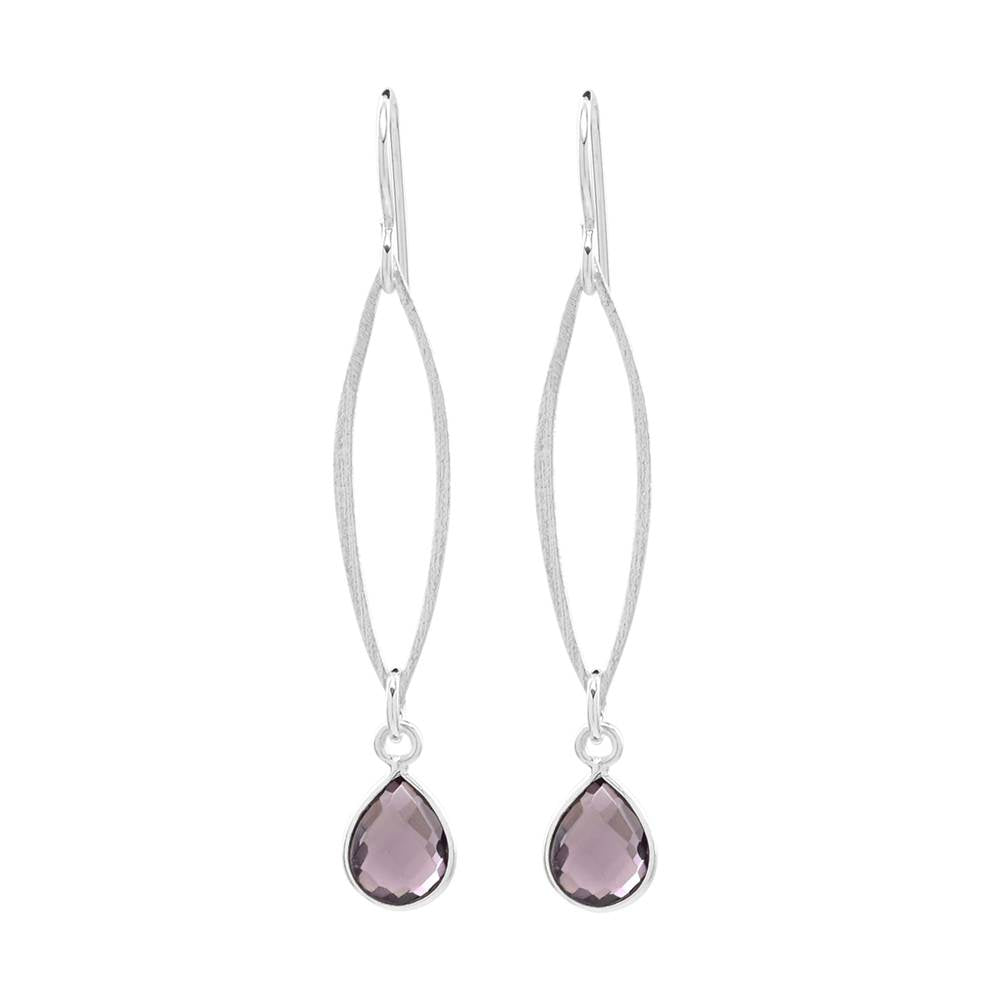 Marquis Amethyst Quartz and Sterling Silver Earrings and Necklace by Sonoma Art Works