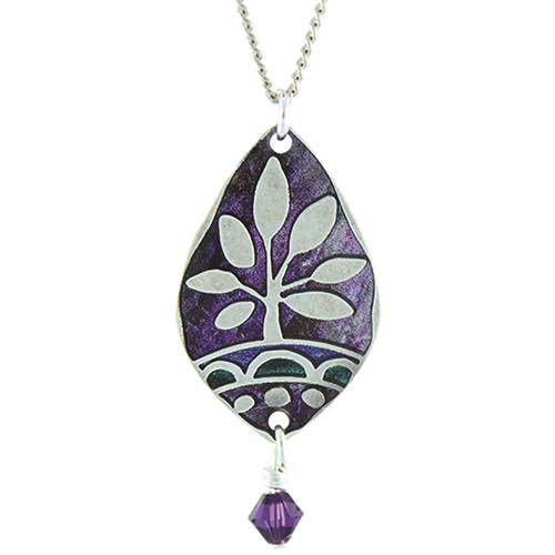 Tree on a Hill Purple Earrings and Necklace by Earth Dreams Jewelry - Maine Yarn & Fiber Supply