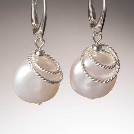 Classic Coin Freshwater Pearl Earrings by Naomi Jewelry