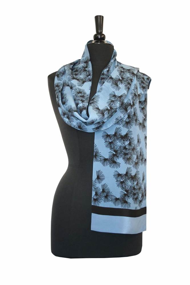 Pine Crepe scarf in Periwinkle Blue From Painted Silks by Kavita