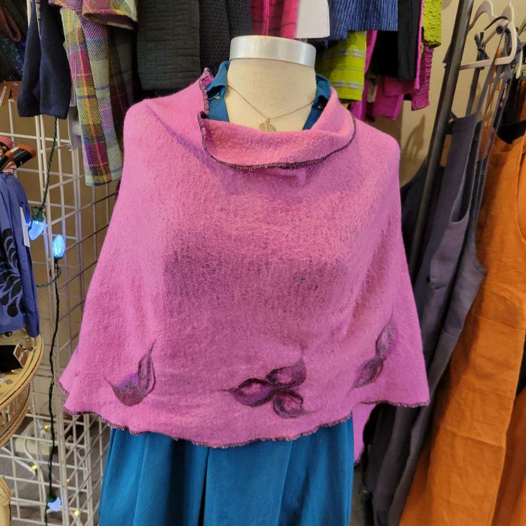 Orchid - Felted Wool Fine Merino Asymmetrical Cape