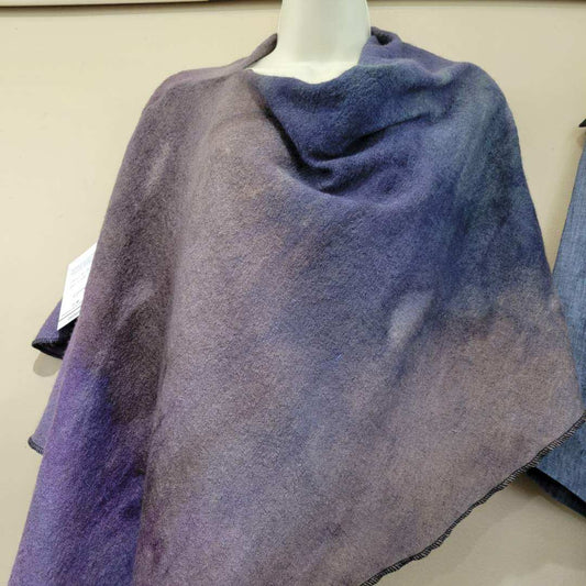 Nighthawk - Painted Wool Fine Merino Asymmetrical Cape