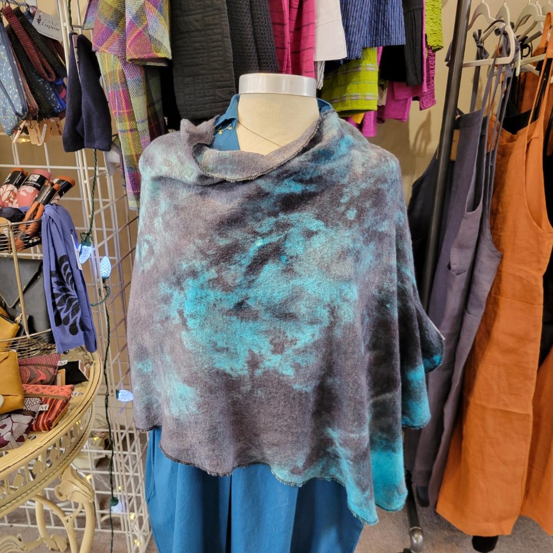 Because the Night - Painted Wool Fine Merino Asymmetrical Cape