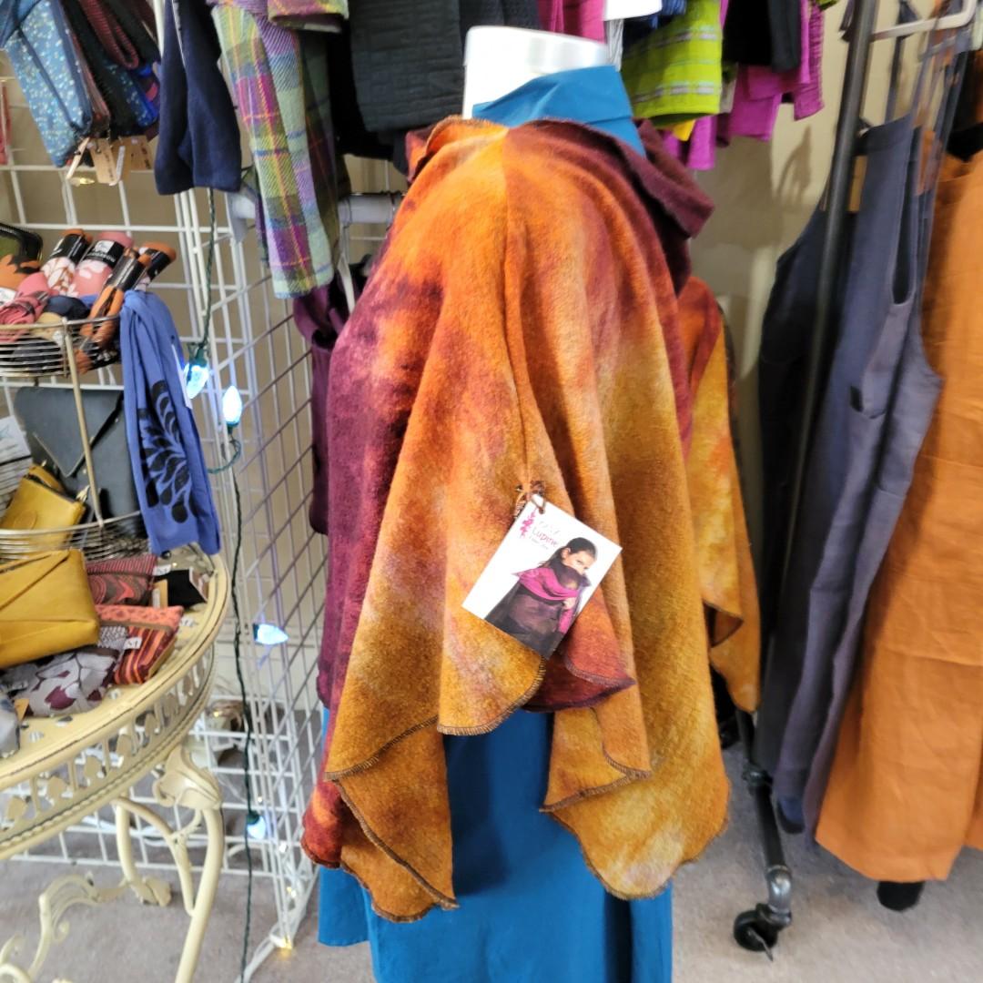 Tapped Maple - Painted Wool Fine Merino Asymmetrical Cape