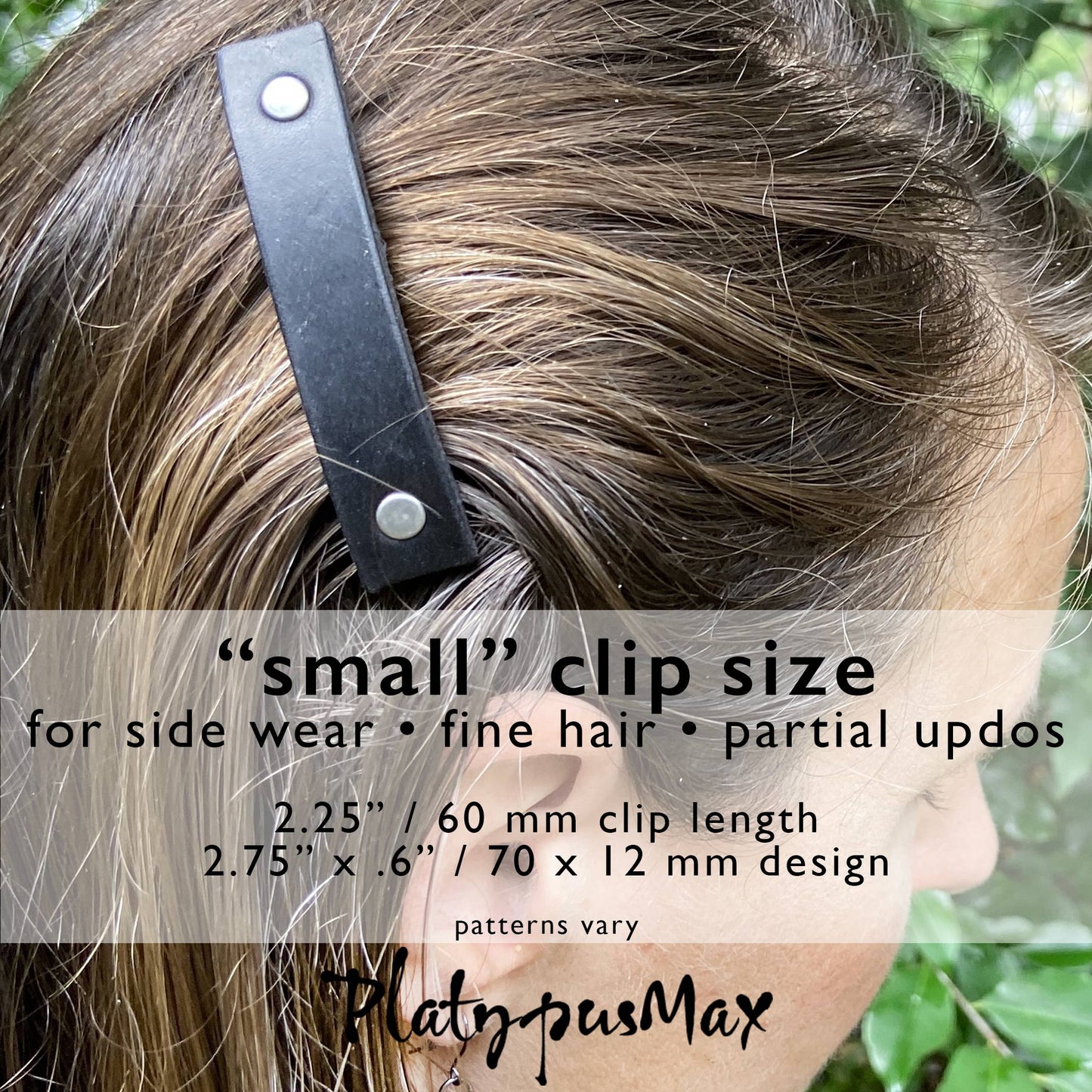 Silver & Black Juniper Branches Leather Hair Clip by PlatypusMax