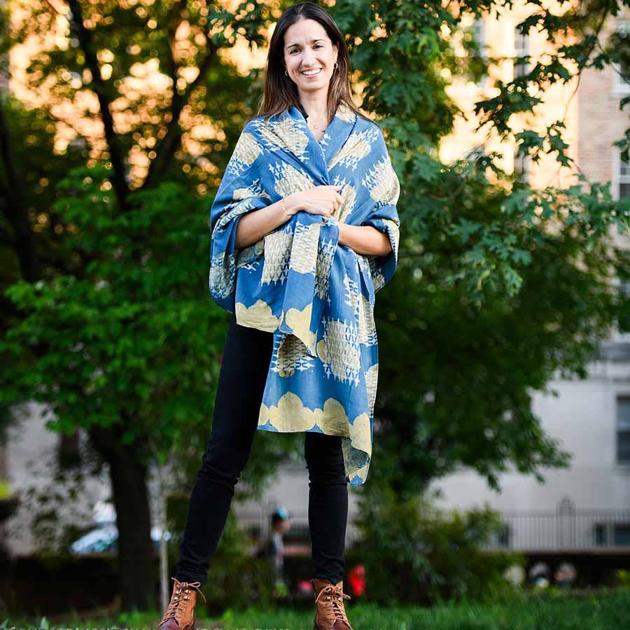 Ira Handmade Block Print Large Scarf by Ichcha