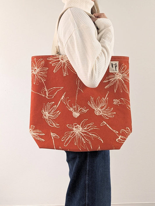 Beautiful Rudbeckia Large Tote in Orange Peel from Eric and Christopher