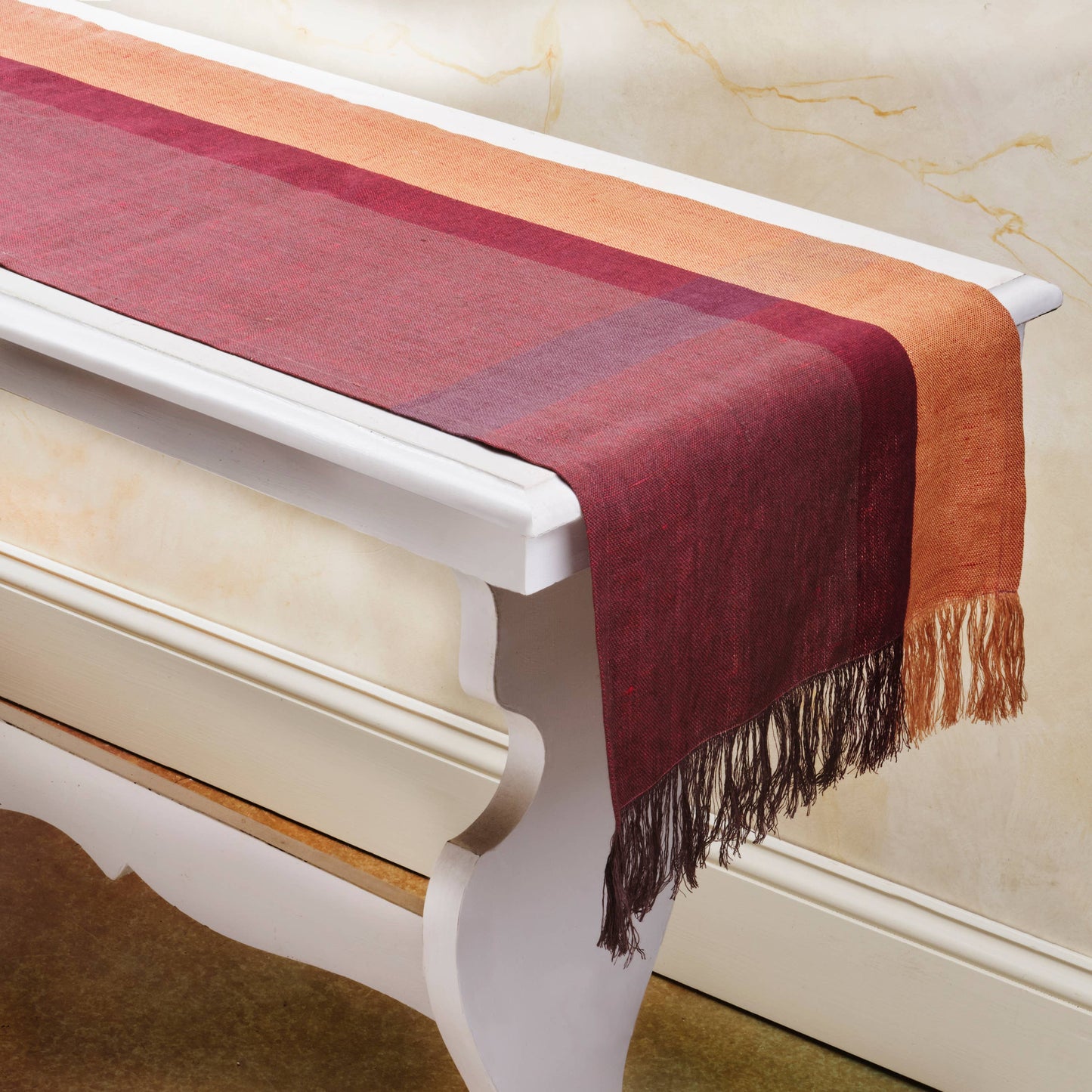 ROSE WINE Handwoven Flax Linen Runner from Sustainable Threads