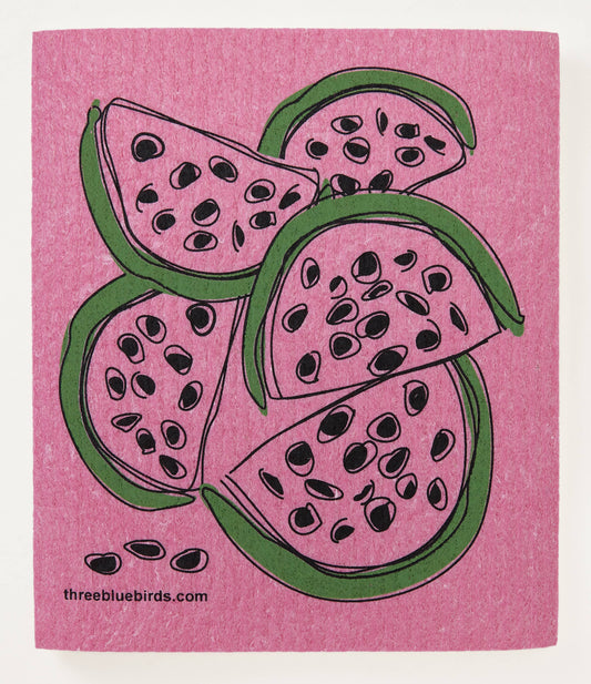 Watermelon on Pink - Swedish Dishcloths by Three Blue Birds