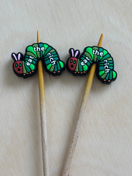 Eat the Rich Caterpillar Stitch Stoppers from Comma Craft Co