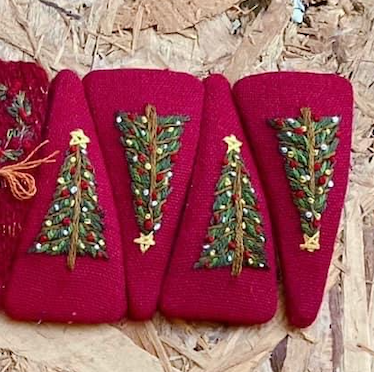 O Christmas Tree Embroidered Hair Barrette from Quince Fables
