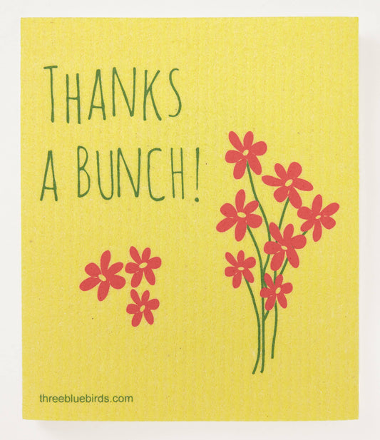 Thanks a Bunch! on Yellow - Swedish Dishcloths by Three Blue Birds