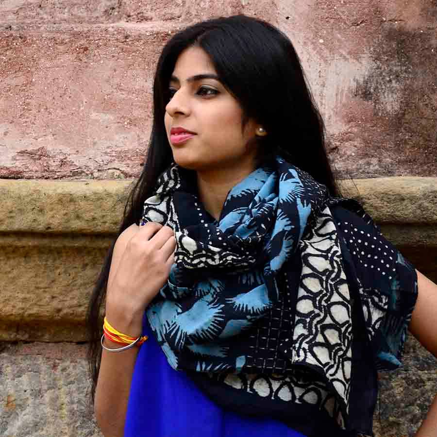 Hari Handmade Block Print Large Scarf by Ichcha
