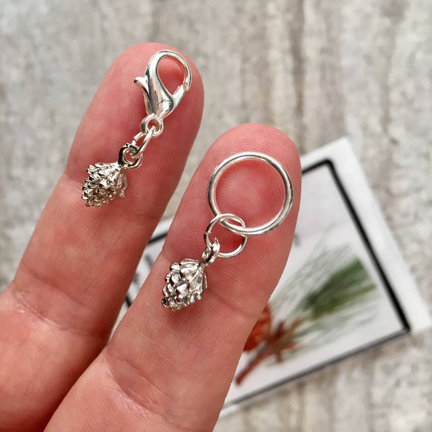 Pine Cone Stitch Markers and Progress Keeper from Firefly Notes