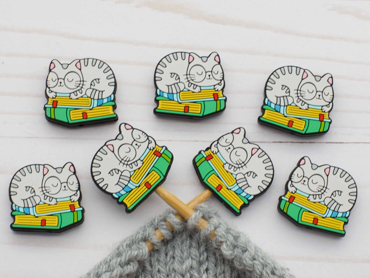 Reading Cat Stitch Stoppers from Fox & Pine Stitches