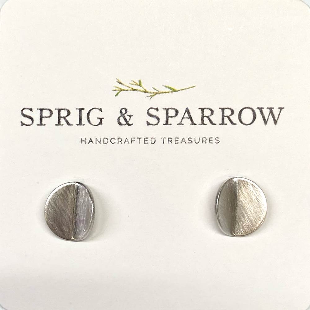 Moon Phase Sterling Silver Post Earrings by Sprig & Sparrow Jewelry