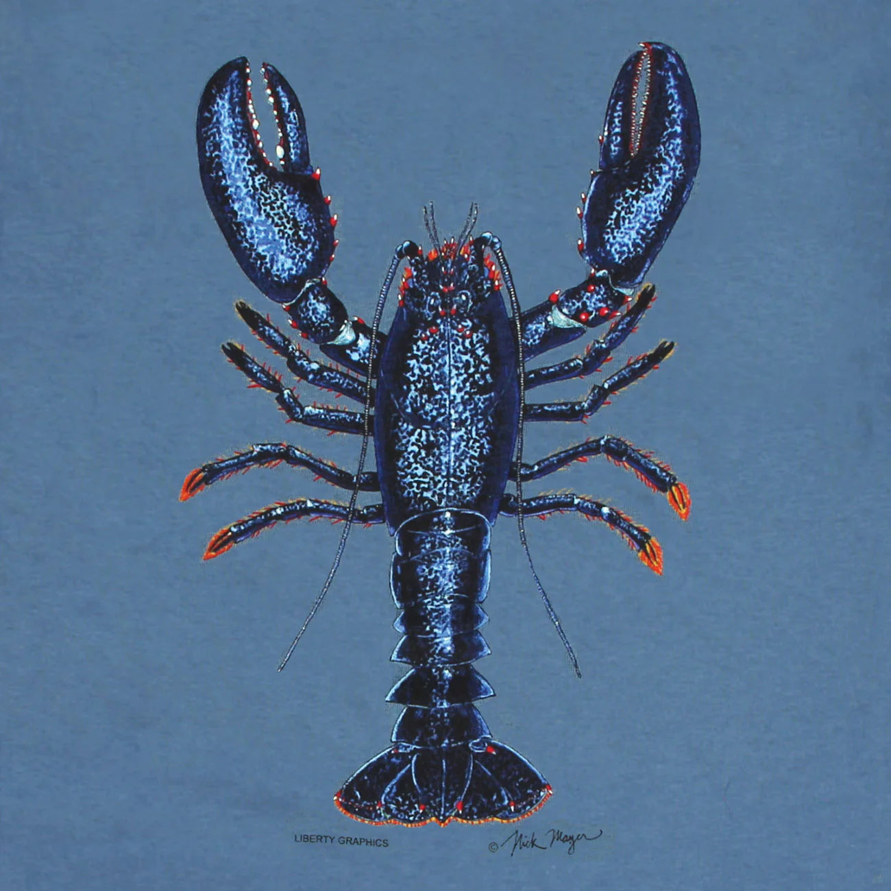 Blue Lobster Unisex Adult Indigo T-Shirt by Liberty Graphics