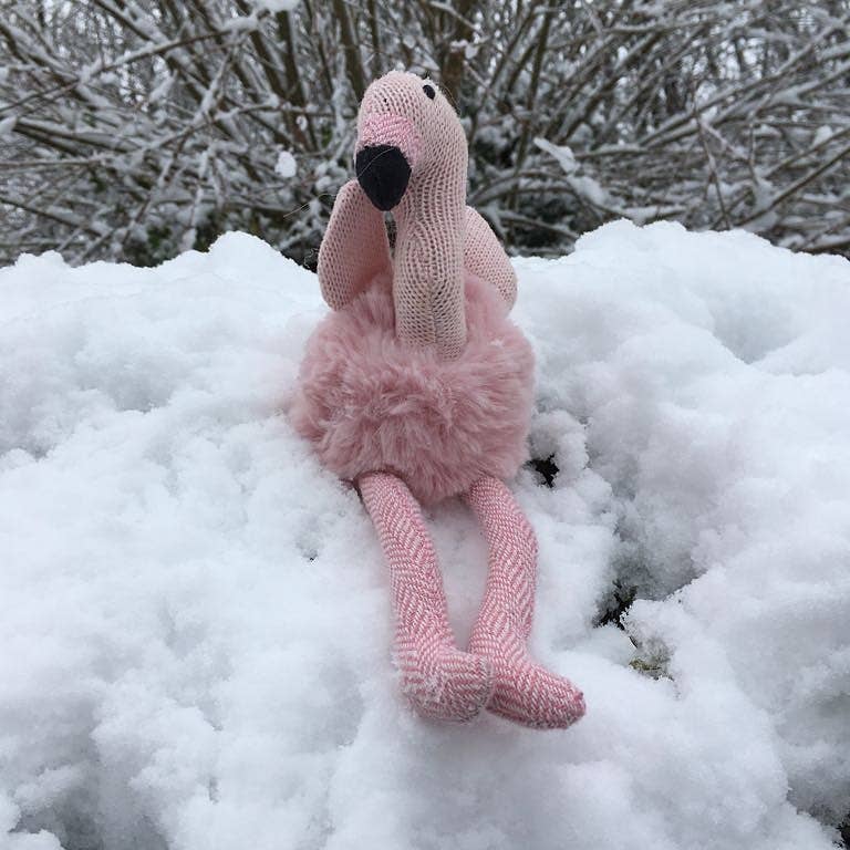 Tweed Pink Flamingo Baby Rattle by Best Years