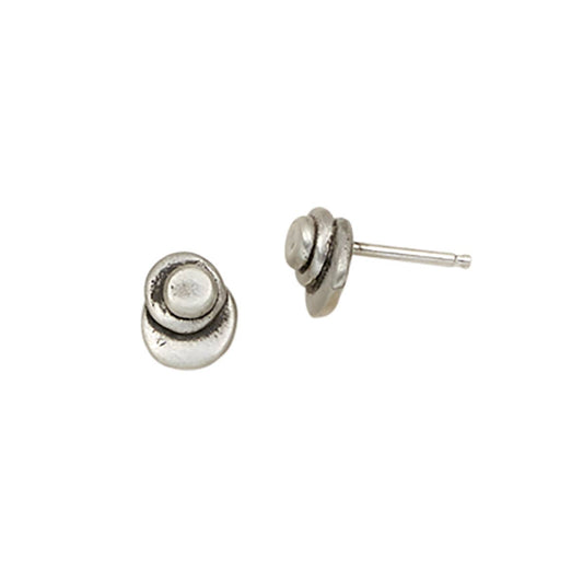 Stacked circle studs in Matte Sterling Silver by Julia Britell Design