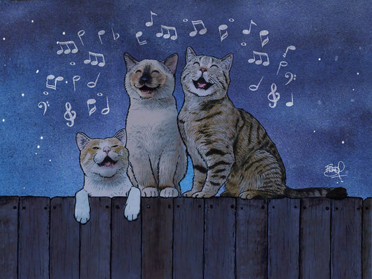 Caterwaul Greeting Card (blank inside) by Shawn Braley Illustration