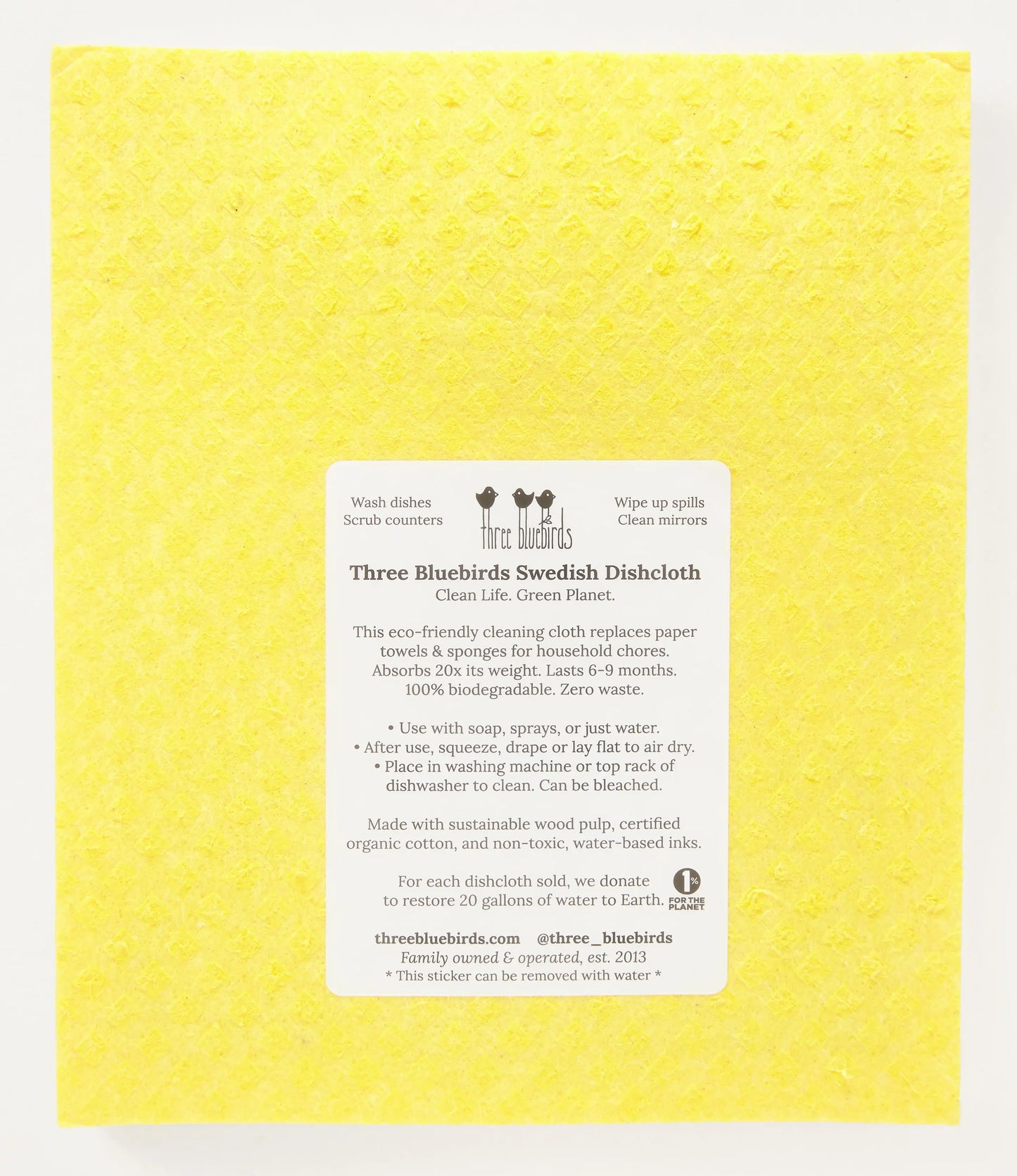 Thanks a Bunch! on Yellow - Swedish Dishcloths by Three Blue Birds