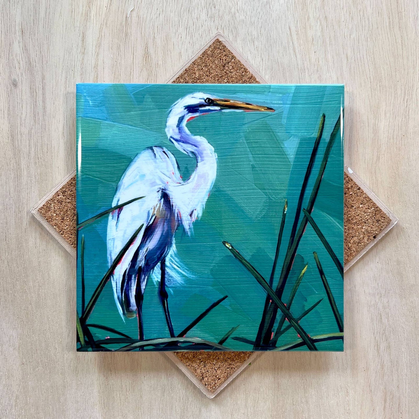 Great Egret Trivet by Art by Alyssa