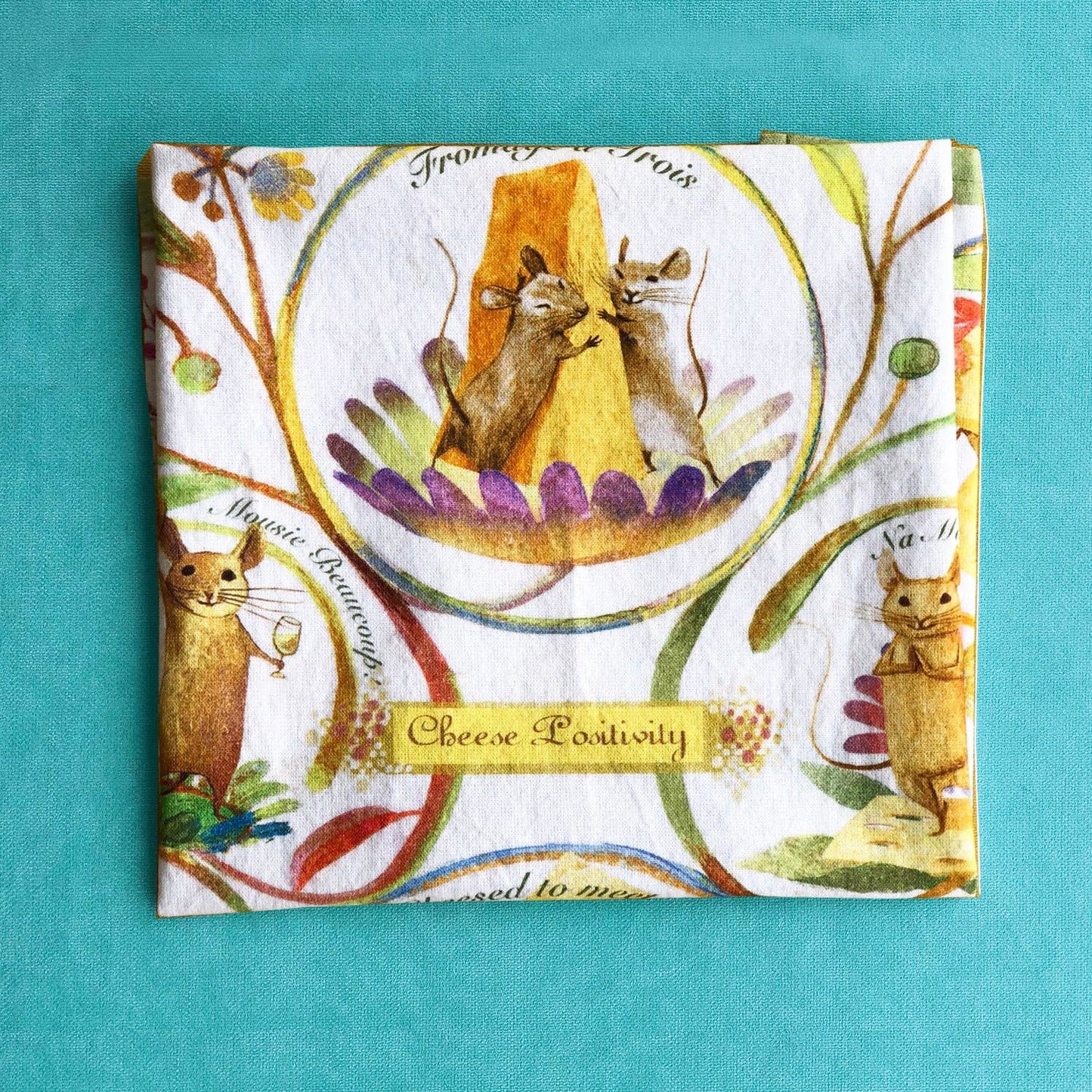 Cheese Positivity Tea Towel by Artiphany