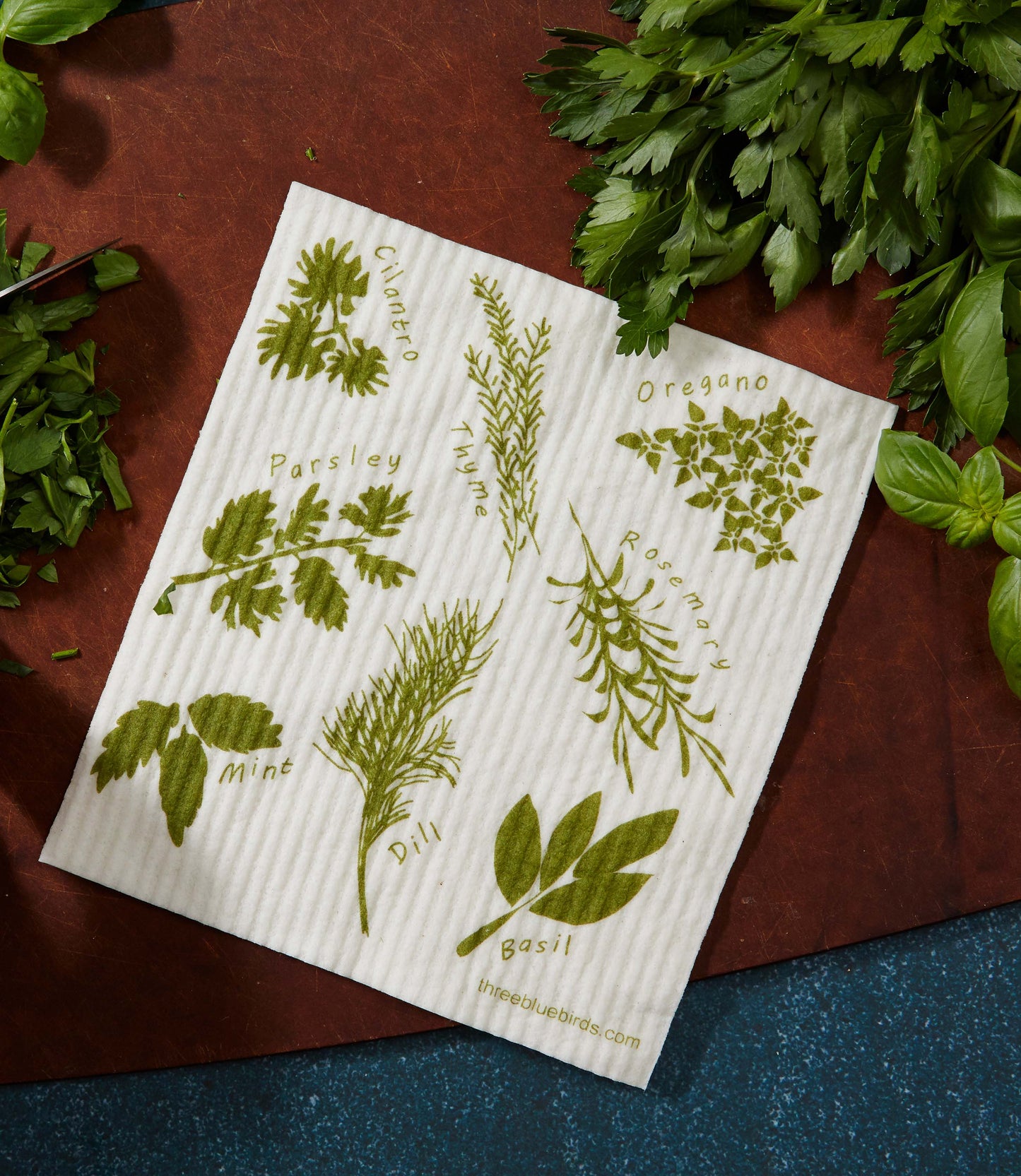 Herbs - Swedish Dishcloths by Three Blue Birds